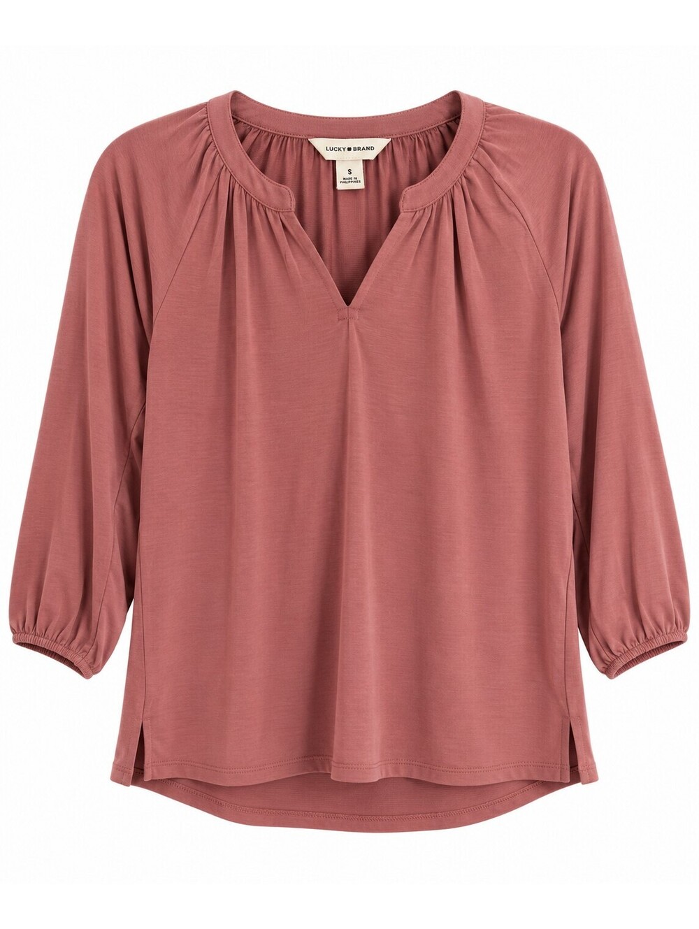NWT Lucky Brand Women’s S Mauve Modal Split Neck Long Sleeve Blouse